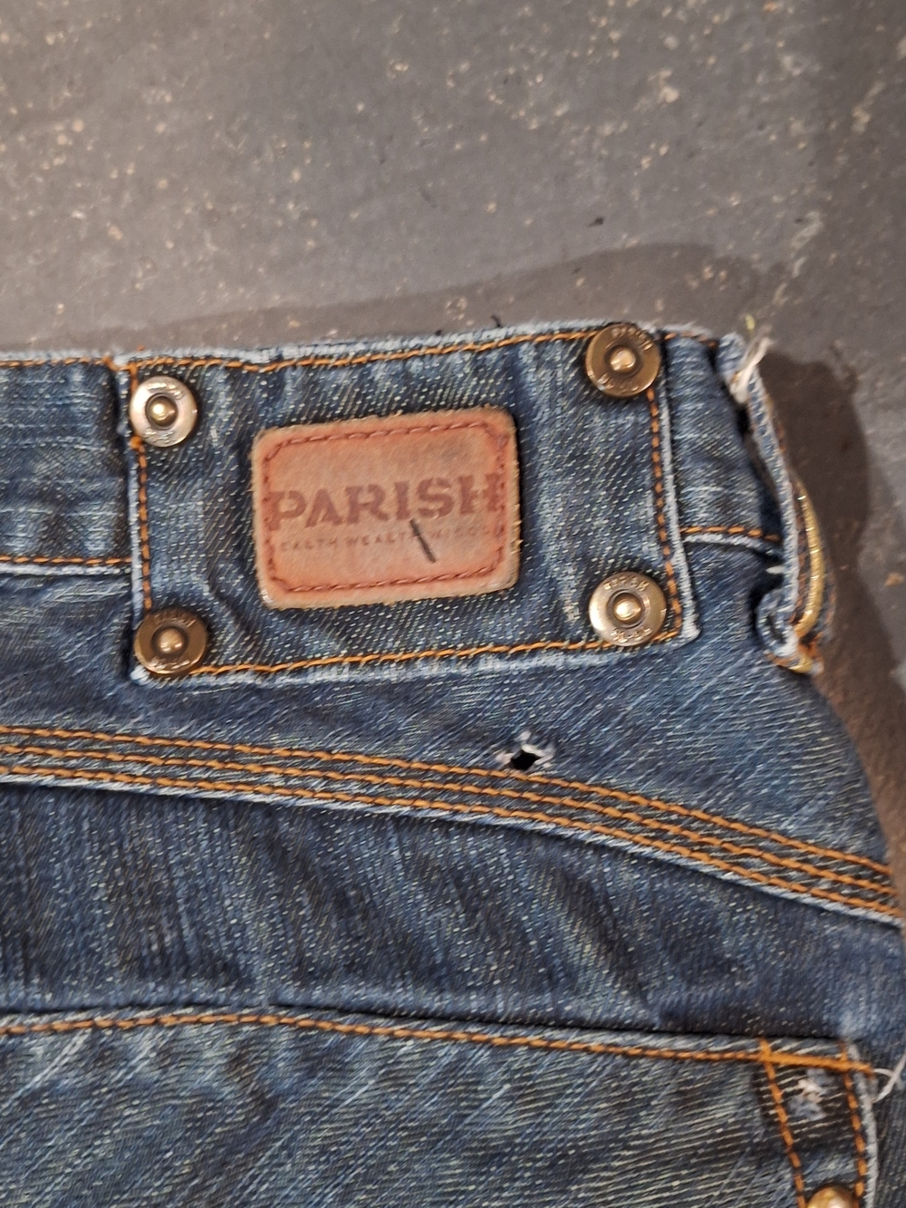 Parish Men's Straight-Leg Denim Jeans in Blue Flap Pocket Leather.Read.see Pocke - Picture 10 of 16
